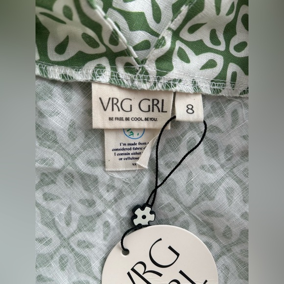 💥SOLD ON DEPOP💥 NWT VRG GRL Sun Seeker Bias Cut Linen Mini Dress - Sage - Picture 5 of 6